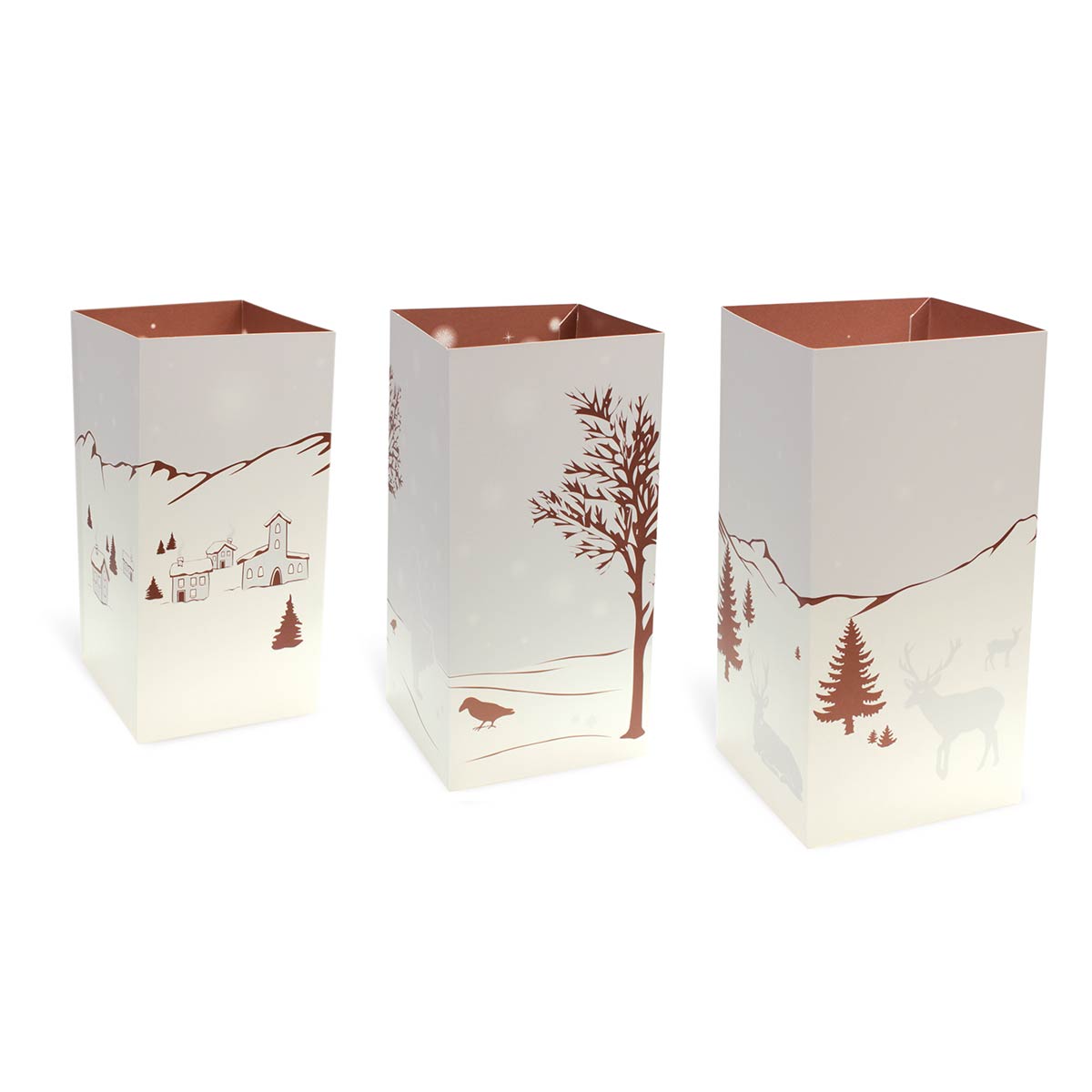 Designimdorf Zauberlicht Winter Weihnachts-Windlichtschirme aus Papier zum Verschicken