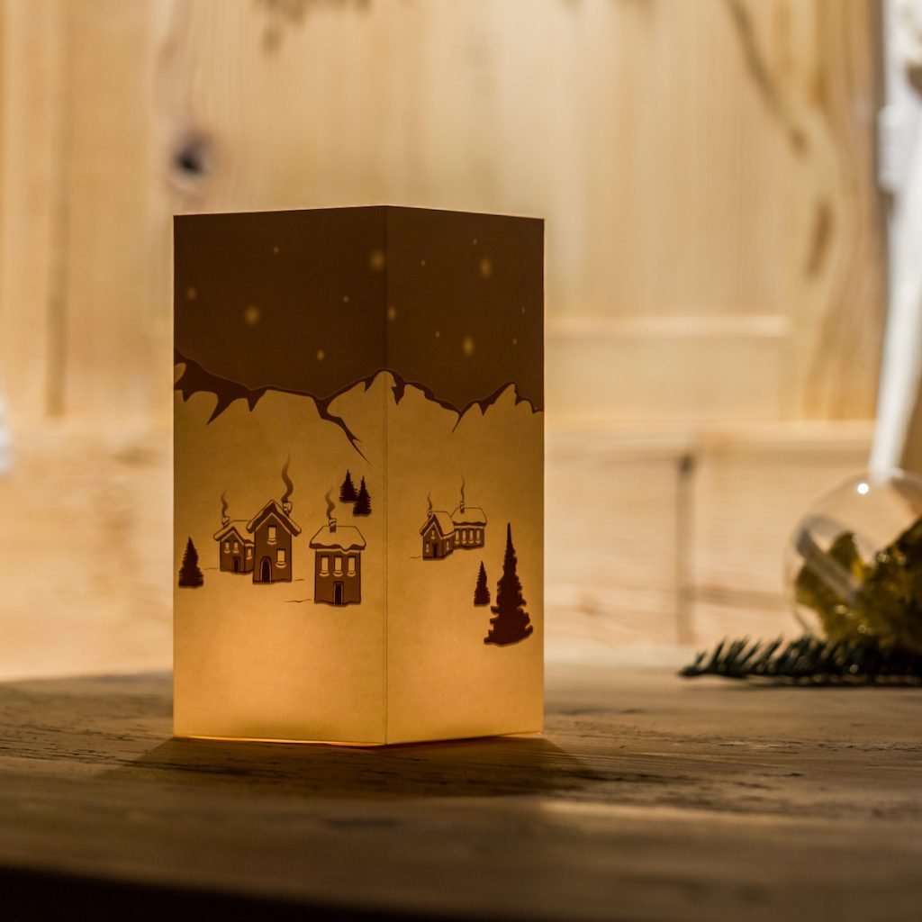 Designimdorf Zauberlicht Winter Weihnachts-Windlichtschirme aus Papier zum Verschicken