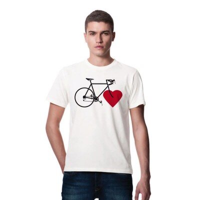 Männer T-Shirt aus Biobaumwolle weiss Fahrradliebe - Nice Green Stuff Bike Love