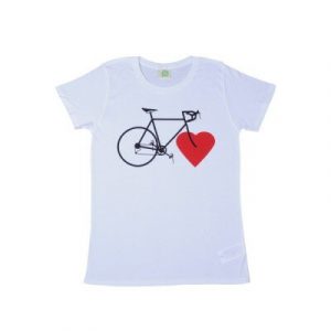 Frauen T-Shirt aus Biobaumwolle weiss Fahrradliebe - Nice Green Stuff Bike Love
