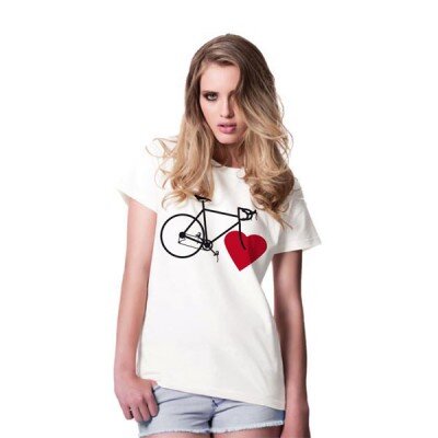 Frauen T-Shirt aus Biobaumwolle weiss Fahrradliebe - Nice Green Stuff Bike Love