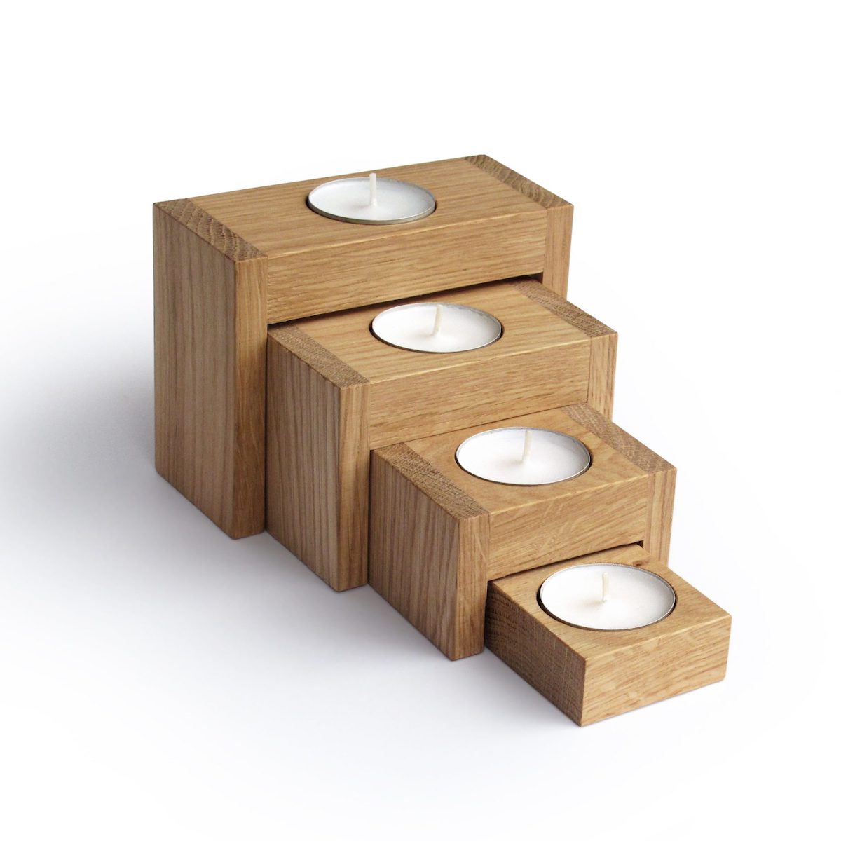 Side by Side - nachhaltiger Adventsleuchter aus Holz 4 Steps - Eiche