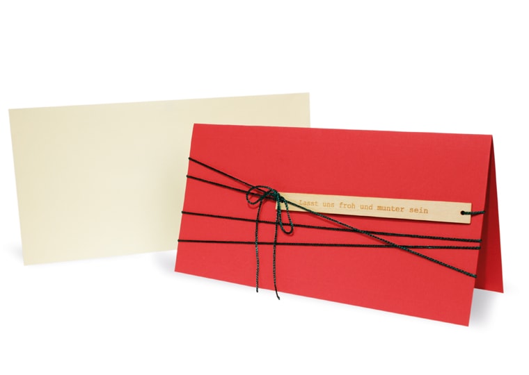 TYPEWRITER - Weihnachtskarte mit Lesezeichen aus Holz - FROH UND MUNTER