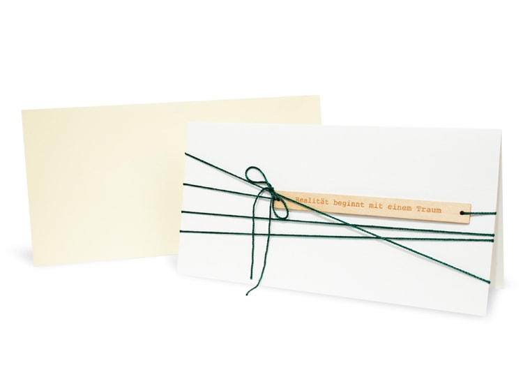 TYPEWRITER - Weihnachtskarte mit Lesezeichen aus Holz - Realität beginnt mit einem Traum