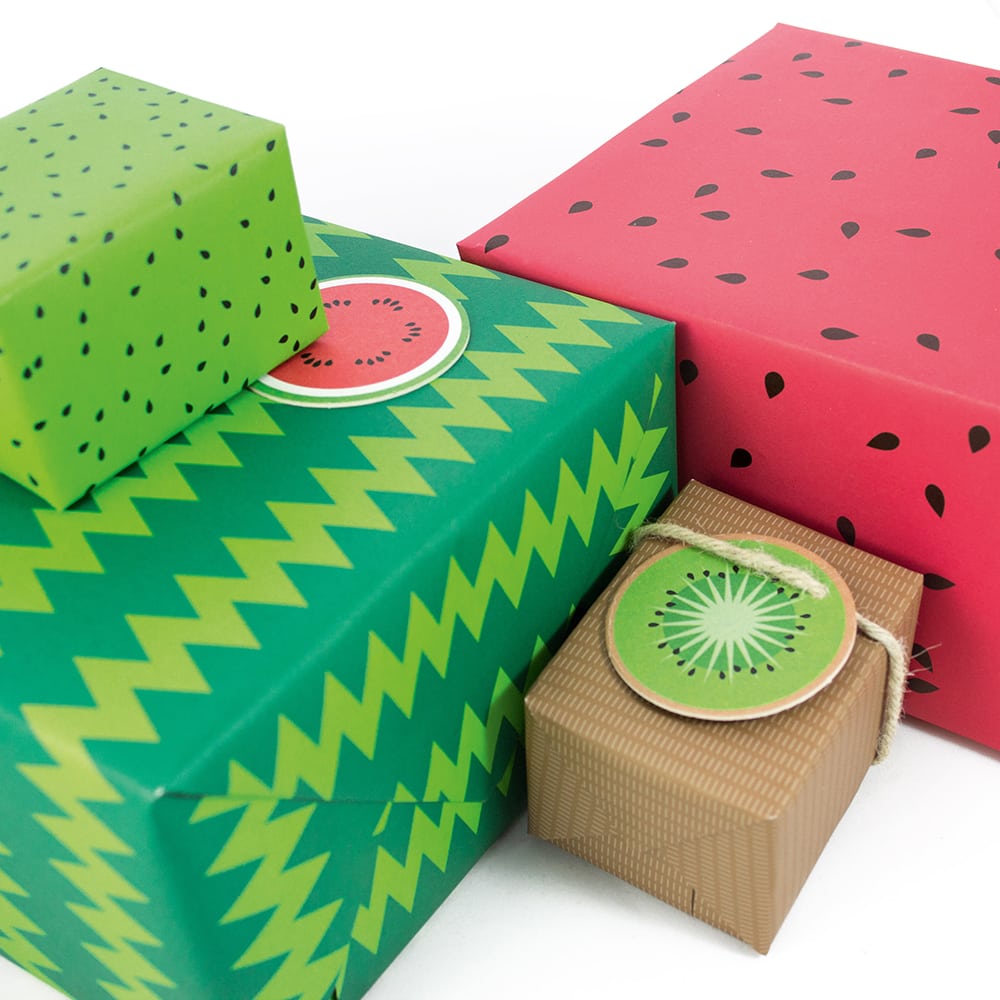Bow & Hummingbird ökologisches Geschenkpapier Wassermelone Kiwi