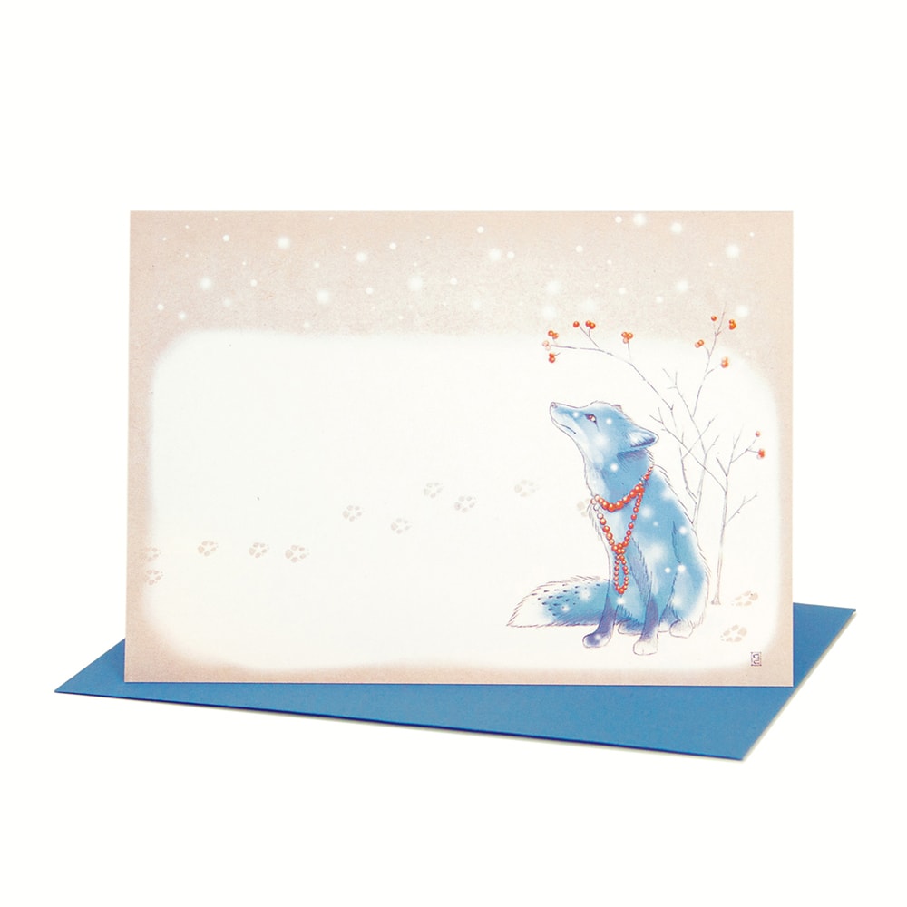 Bow & Hummingbird ökologische Weihnachtskarte Grusskarte Winter Fuchs im Schnee