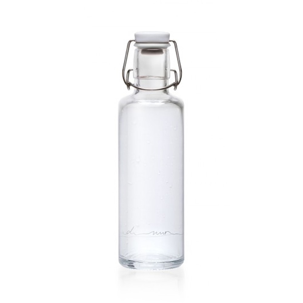 SOULBOTTLE 0.6L mit Gravur "einfach nur Wasser" - schlichte Nachhaltige Trinkflasche aus Glas