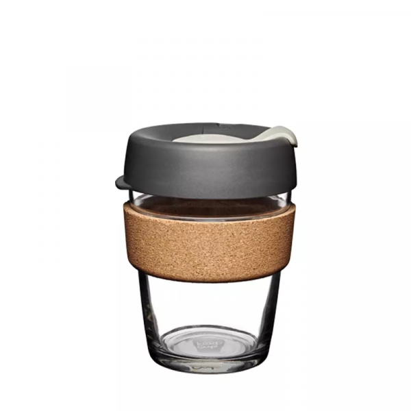KeepCup Brew Cork Press mittel nachhaltiger Kaffee to Go Becher aus Glas mit Korkband
