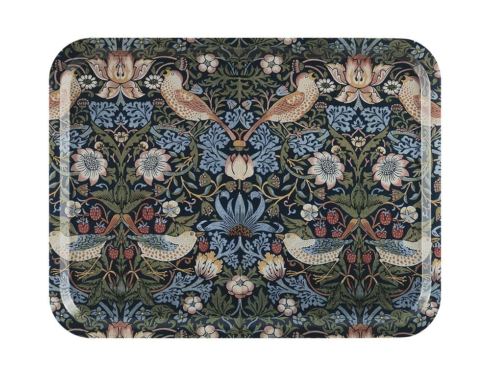 Ary Home handgemachtes Tablett aus Birkenholz Strawberry Thief 43x33