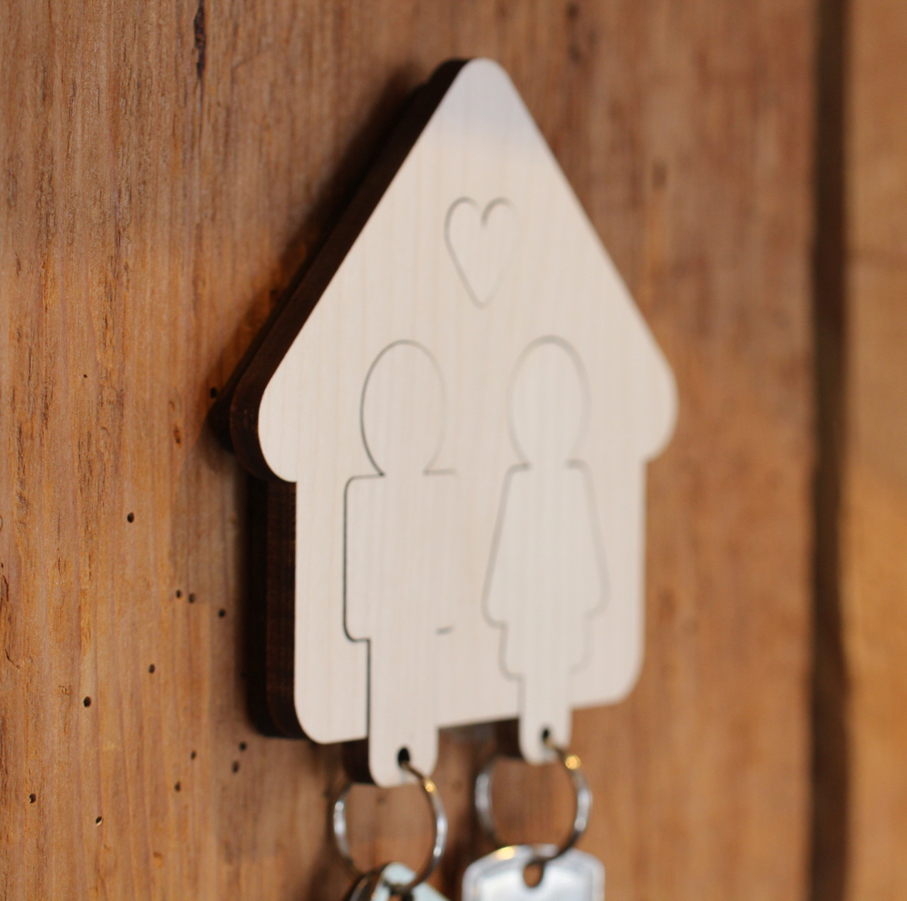 Designimdorf Schlüsselbrett aus Holz Home Sweet Home