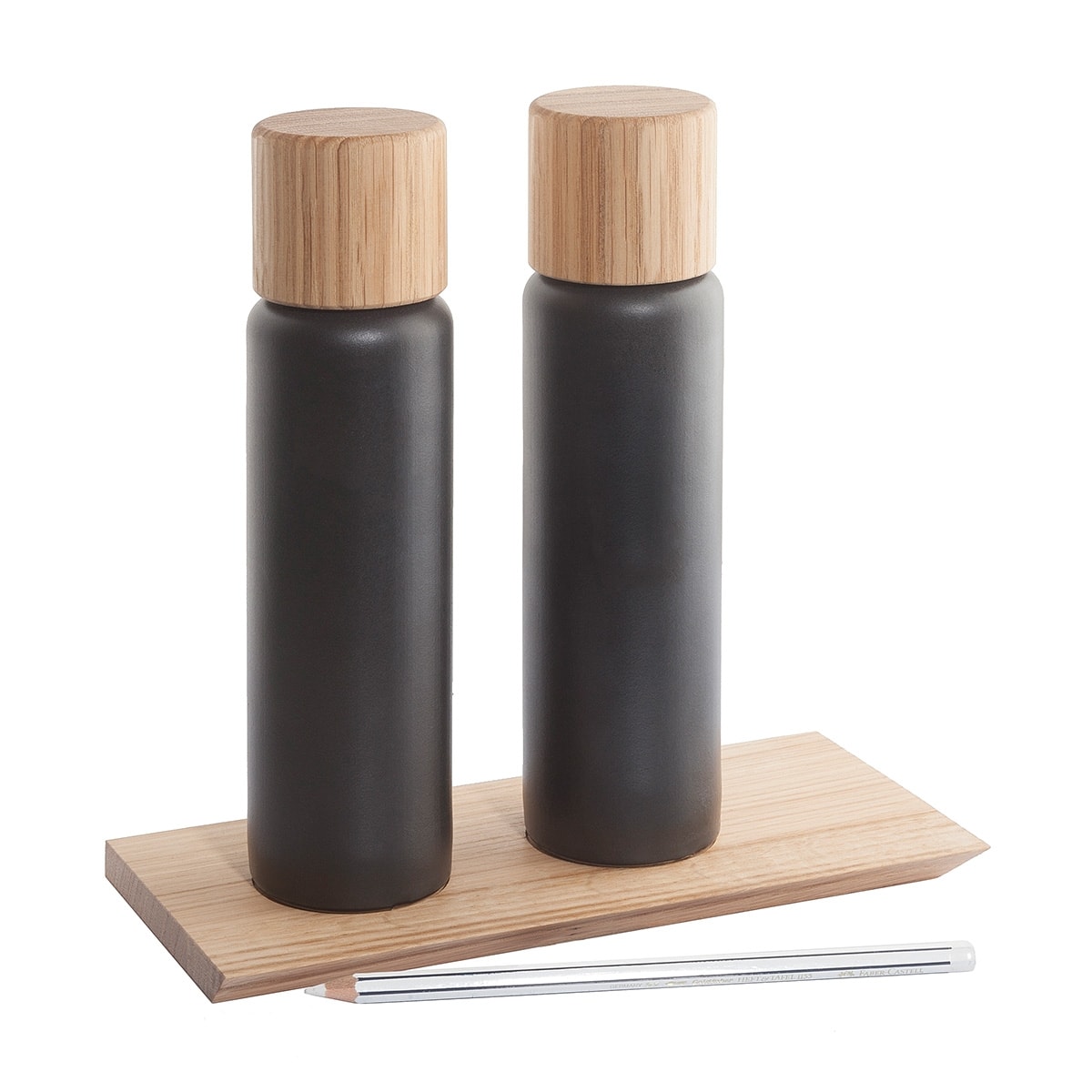 Design im Dorf beschriftbare Essig & Öl Flaschen aus Steinzeug im Set