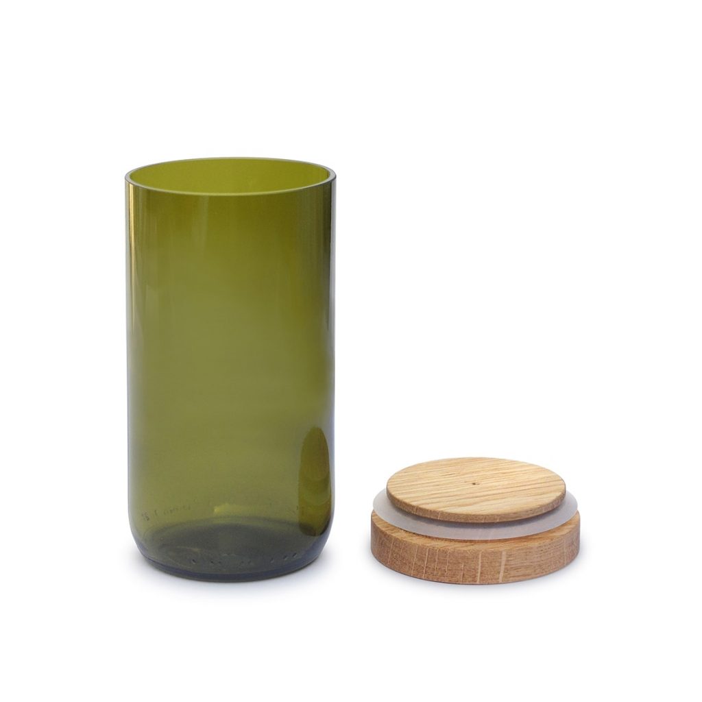 Side by Side Vorratsglas aus Weinflasche grün