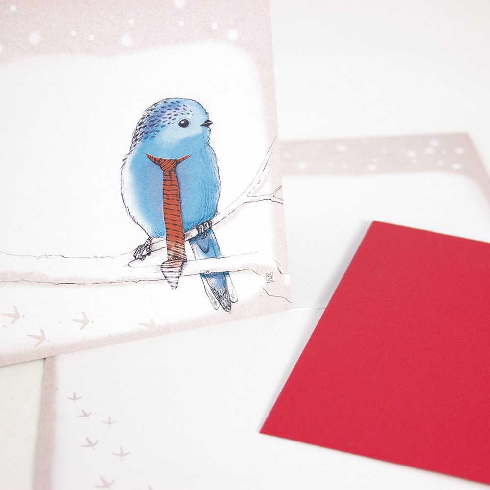 bow-hummingbird-grusskarte-weihnachtskarte-vogel-rot