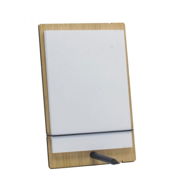 Designimdorf Schreibstelle Notizblock mit Halter aus Holz