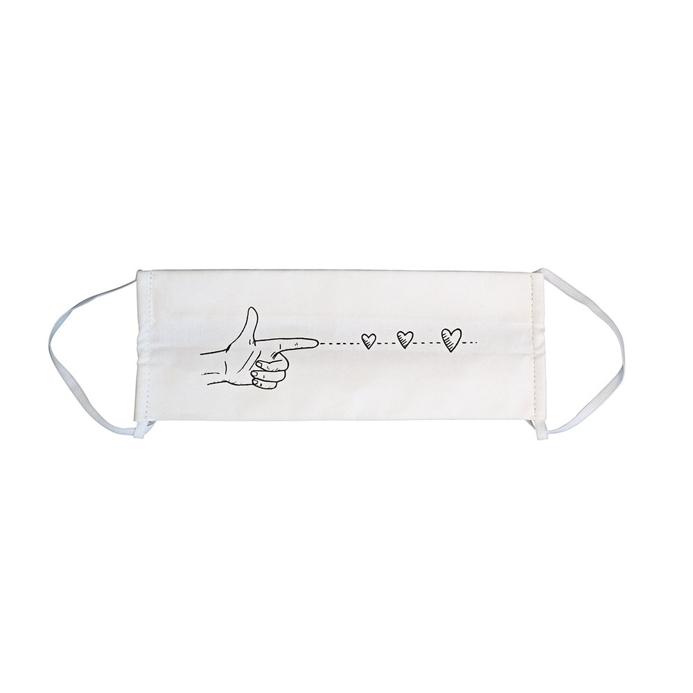 Recolution Schutzmaske aus Biobaumwolle weiss mit Herzen - Spread Love