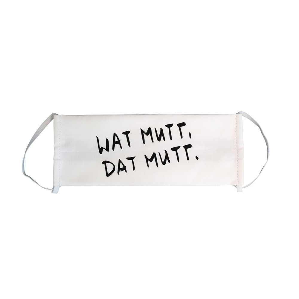 Recolution Schutzmaske aus Biobaumwolle weiss mit Schrift - Wat mutt dat mutt