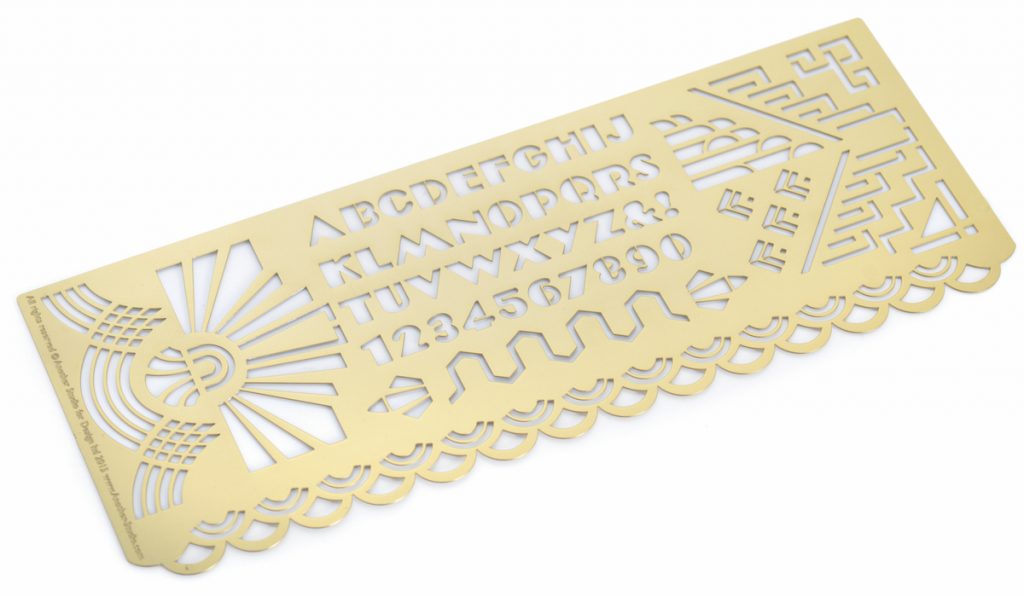Another Studio Design Stencil Art Deco - Schablone, Zeichenvorlage, Gestaltungsvorlage aus Messing