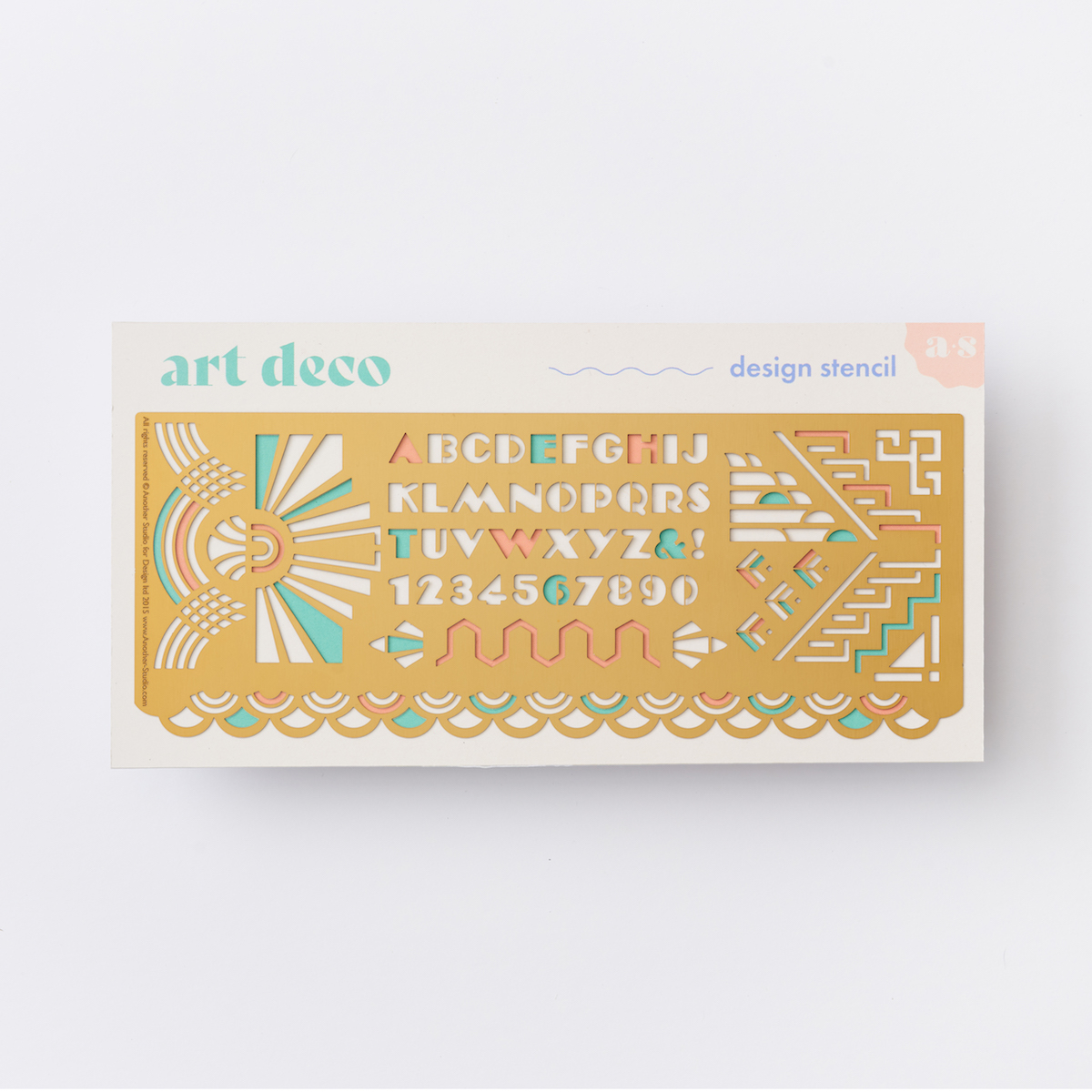 Another Studio Design Stencil Art Deco - Schablone, Zeichenvorlage, Gestaltungsvorlage aus Messing