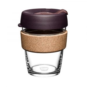 Keep Cup Brew Cork nachhaltiger Kaffee To Go Becher Glas Alder Weinrot Mittel