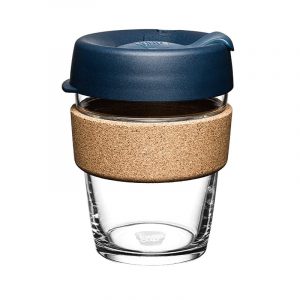 Keep Cup Brew Cork nachhaltiger Kaffee To Go Becher Glas Spruce dunkelblau mittel