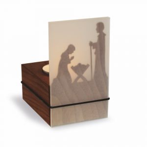 Designimdorf Schattenspiel Krippe -Teelichthalter aus Holz