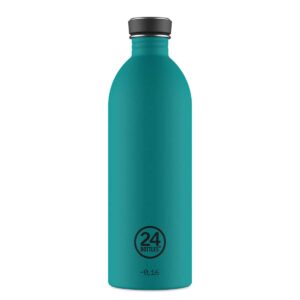 Edelstahl Trinkflasche 1L in Atlantic Bay – 24Bottles URBAN Bottle, ultraleicht, BPA-frei und auslaufsicher