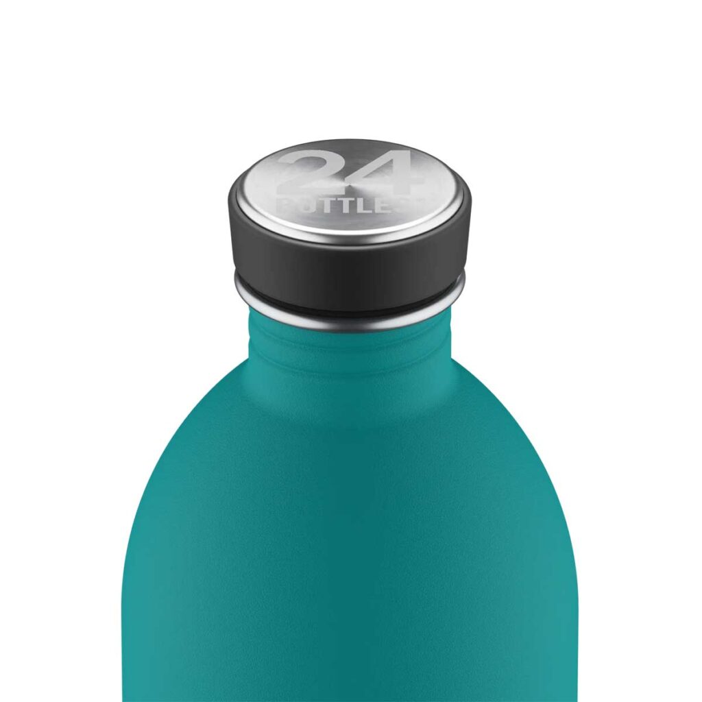 Edelstahl Trinkflasche 1L in Atlantic Bay – 24Bottles URBAN Bottle, ultraleicht, BPA-frei und auslaufsicher