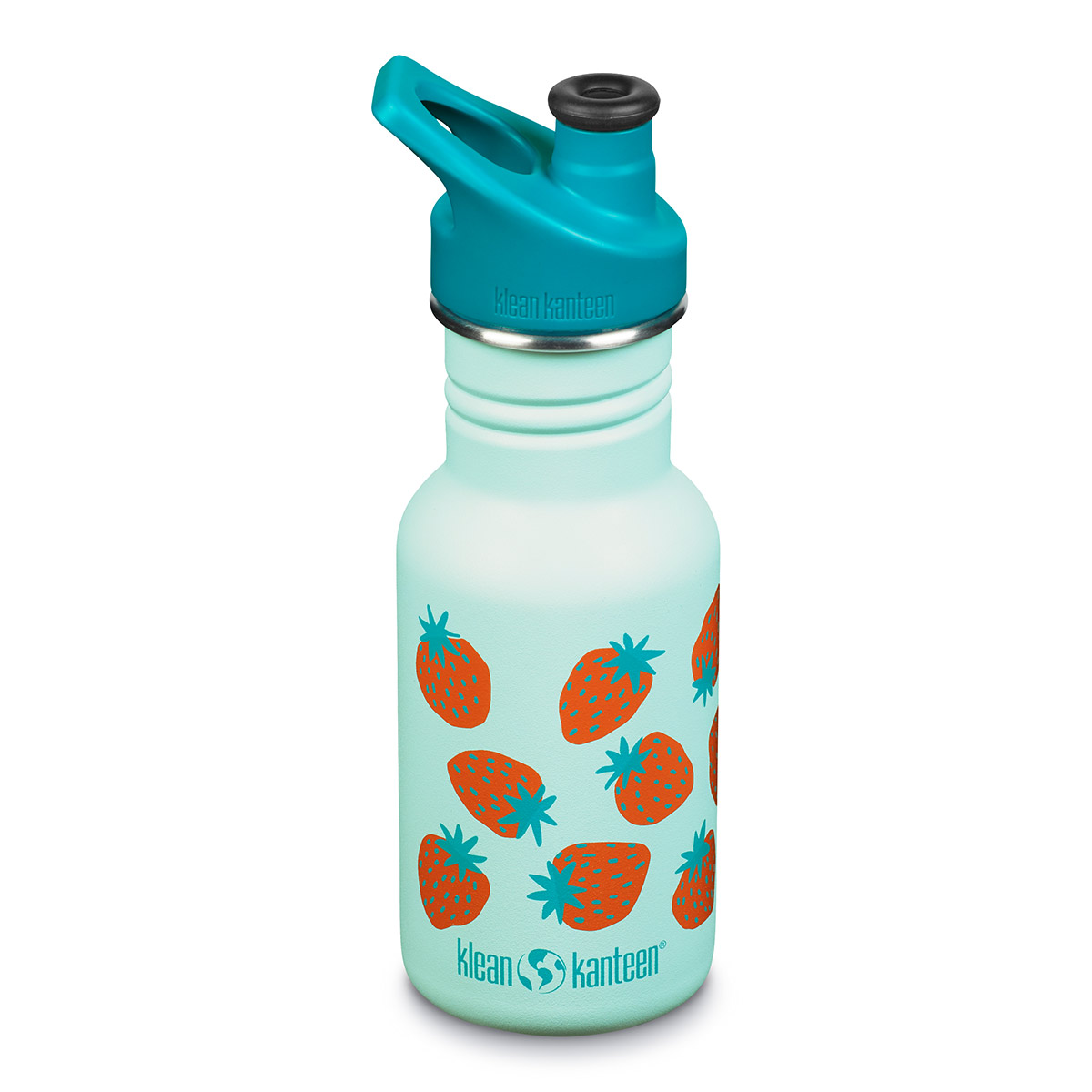 klean-kanteen-kid-kindertrinkflasche-edelstahl-sport-cap-blue-tint-strawberries