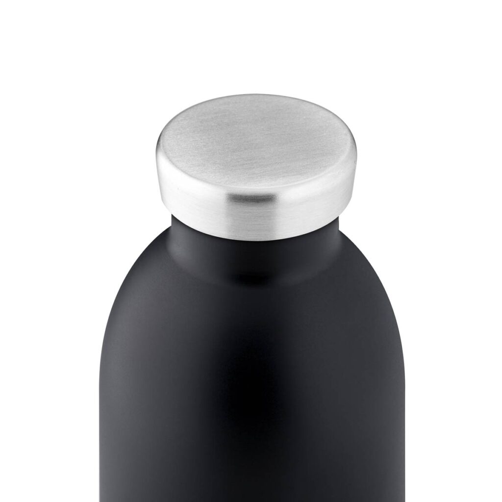 24Bottles CLIMA Isolierflasche TUXEDO BLACK – zeitlose, nachhaltige Trinkflasche aus Edelstahl mit edlem, rubustem Stone-Finish