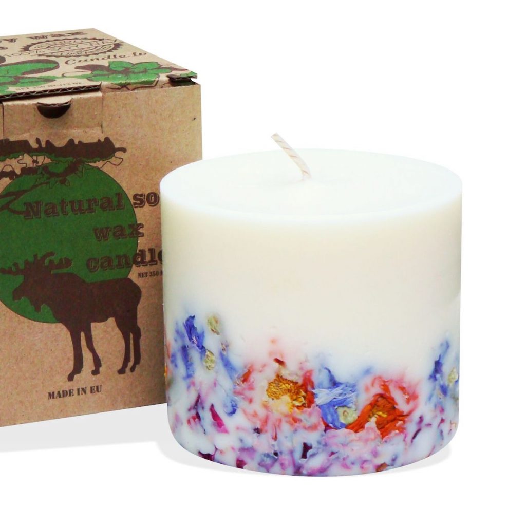 Sojawachskerze mit Duft und Blüten - VANILLE - 350ml – Lilli Green Shop