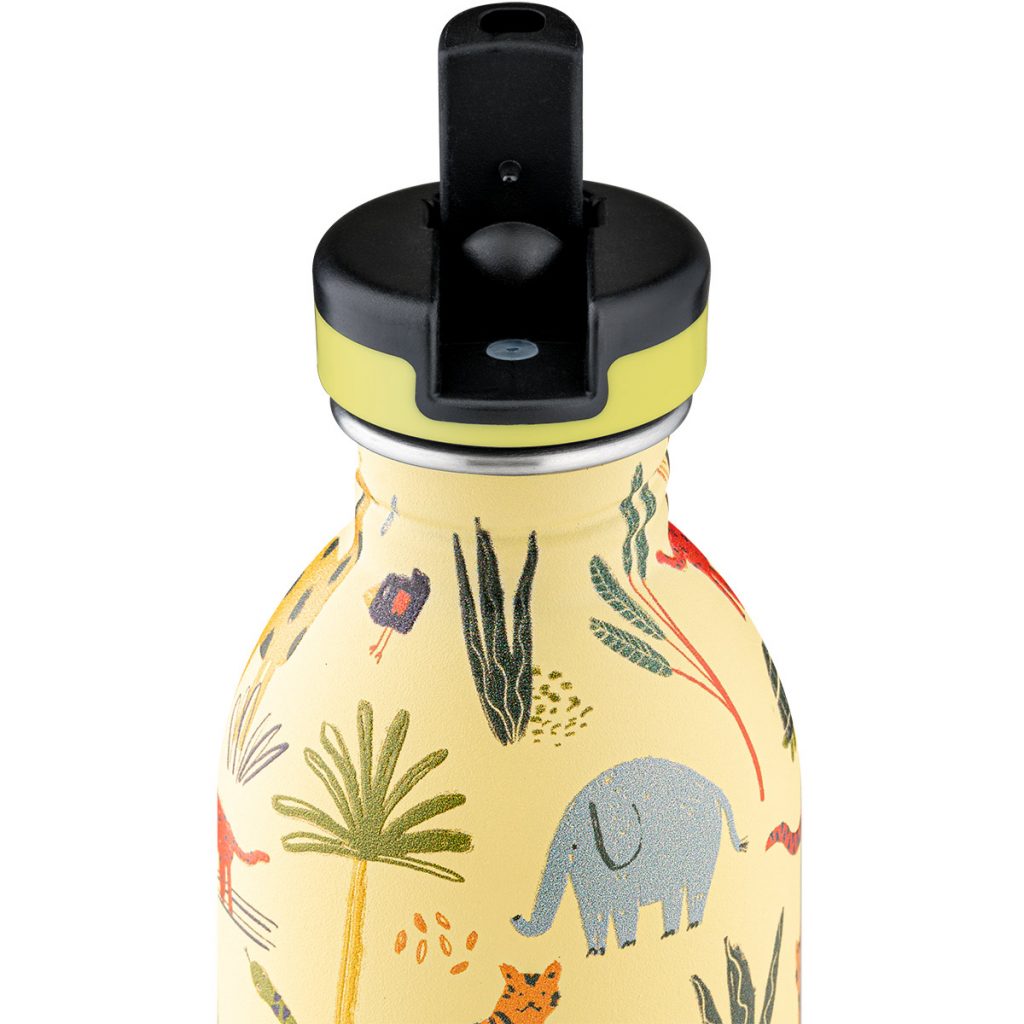 24Bottles leichte Kindertrinkflasche aus Edelstahl Einhorn mit Sportcap 250ml Jungle Friends
