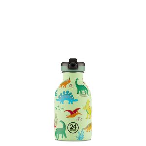24Bottles leichte Kindertrinkflasche aus Edelstahl mit Sportcap Dinoflasche 250ml Jurrasic Friends