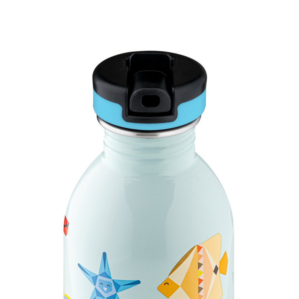 24Bottles leichte Kindertrinkflasche aus Edelstahl mit Sportcap 250ml Sea Friends