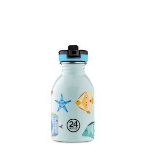 24Bottles leichte Kindertrinkflasche aus Edelstahl mit Sportcap 250ml Sea Friends