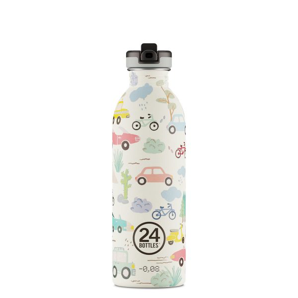 24Bottles Kindertrinkflasche aus Edelstahl Autos mit Sportcap 500ml Adventure Friends