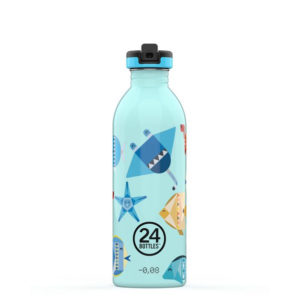 24Bottles Kindertrinkflasche aus Edelstahl mit Sportcap 500ml Sea Friends