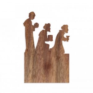 Designimdorf Weihnachtsdekoration aus Holz Motiv für Schattenspiel - Heilige drei Könige - Nussbaumholz