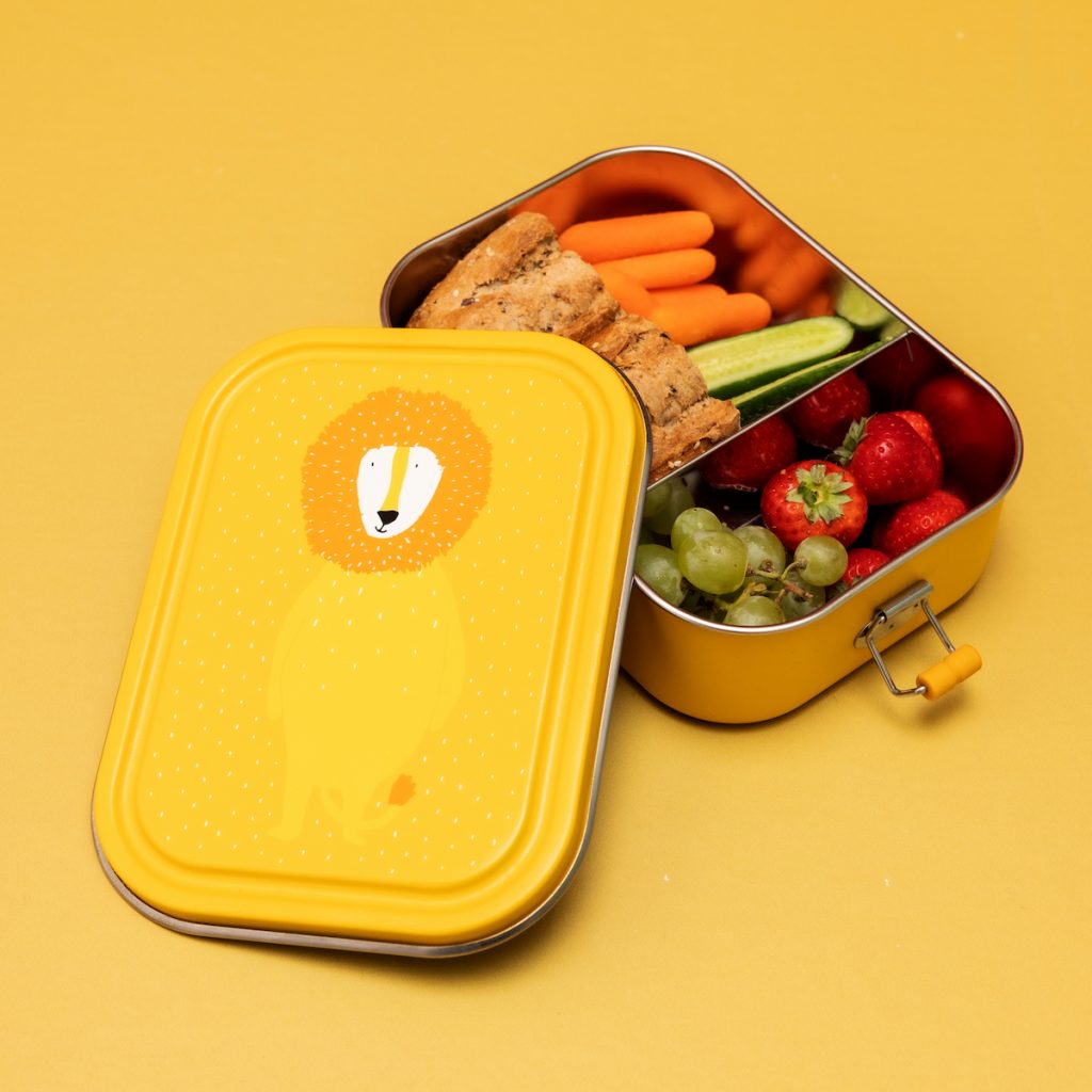 Trixie Kinderbrotdose - nachhaltige Lunchbox aus Edelstahl groß gelb Mr. Lion