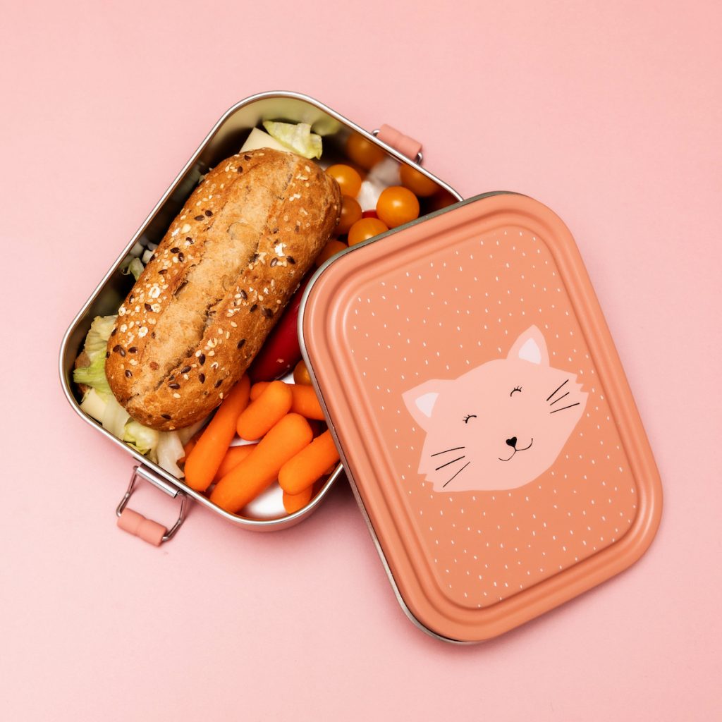 Trixie Kinderbrotdose - nachhaltige Lunchbox aus Edelstahl klein mit Katze - Mrs. Cat