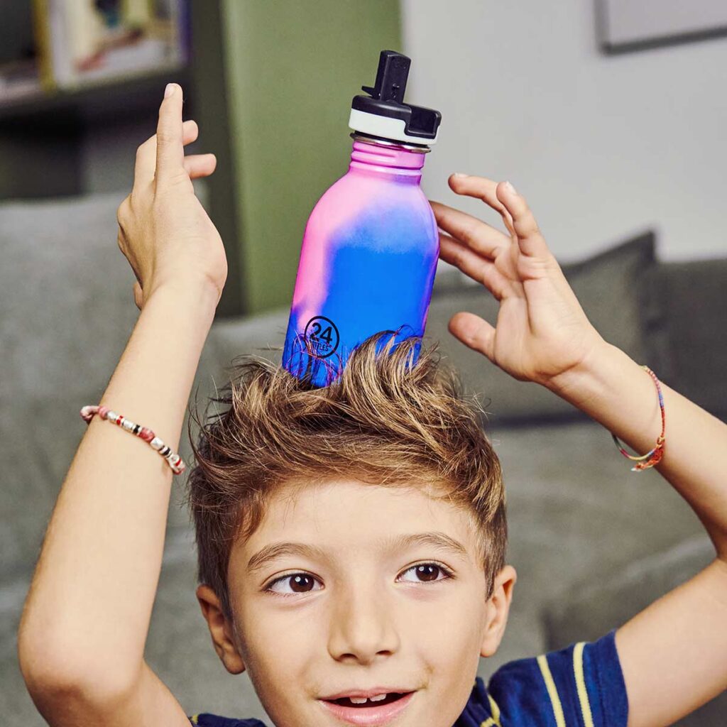 24Bottles Urban REactive II Pink/Blau - 250ml - Kindertrinkflasche aus Edelstahl mit SportCap und Farbwechseleffekt