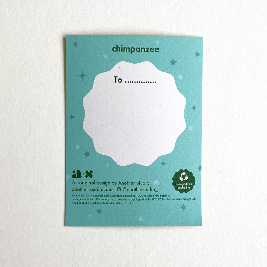 Another Studio Party Animal Schimpanse - Design Weihnachtsdekoration aus Edelstahl - Weihnachtsbaumschmuck