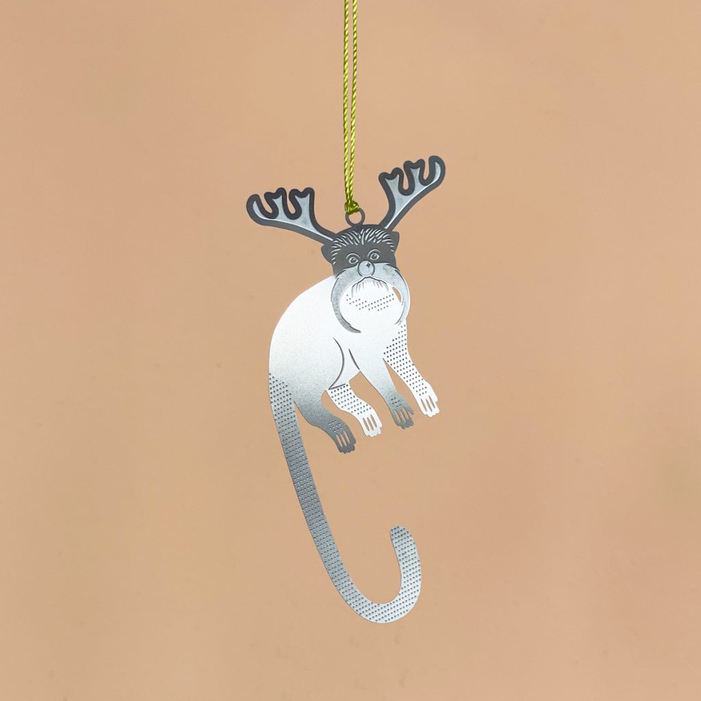 Another Studio Party Animal Tamarin - Design Weihnachtsdekoration aus Edelstahl - Weihnachtsbaumschmuck