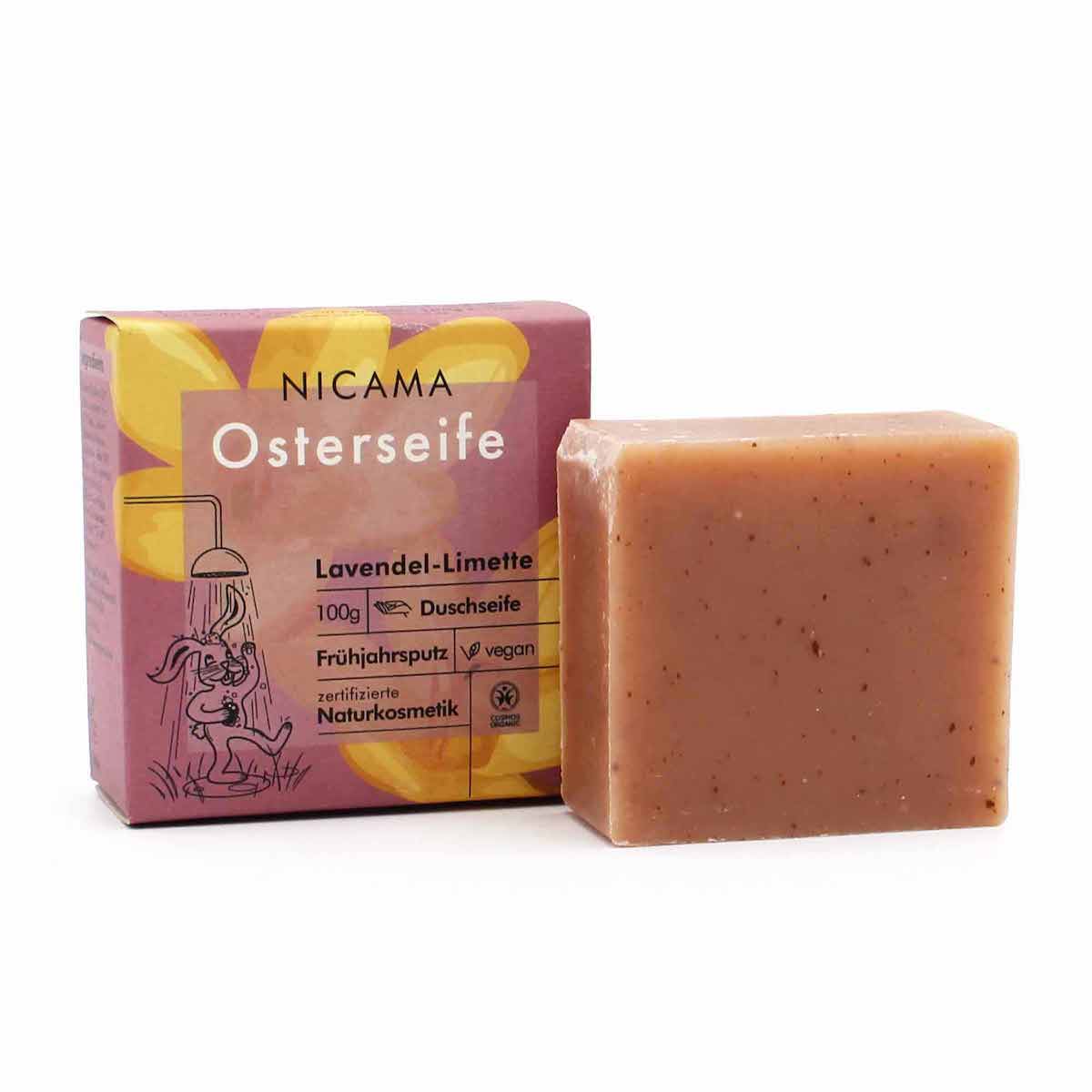 NICAMA OSTERSEIFE – feste, handgemachte Bio-Seife vegan Lavendel-Limette