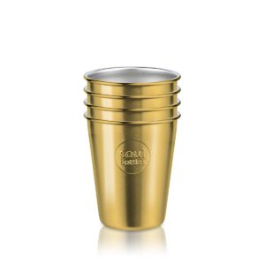 Soulbottle Soulcup gold - leichter Trinkbecher aus Edelstahl - 0,3L - 4er Set