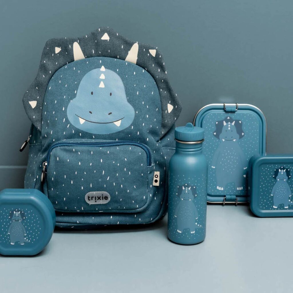 Nachhaltige Kinderbrotdose aus Edelstahl mit Dino-Motiv MR. TRICERATOPS von TRIXIE – plastikfrei, groß, ideal für Schule & Kindergarten