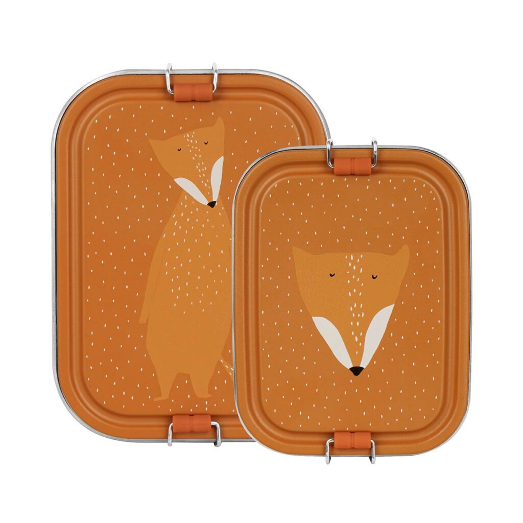 Nachhaltige Brotdose Mr. Fox für Kinder aus Edelstahl mit Fuchsdesign – BPA-frei, kindgerecht, plastikfrei