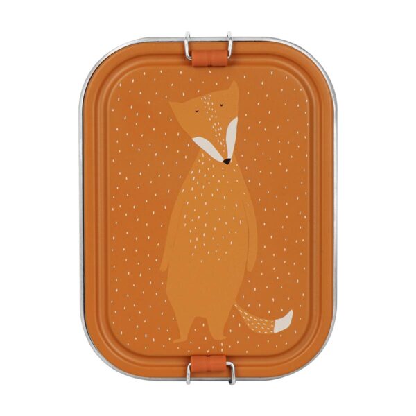 Große Brotdose und Lunchbox aus Edelstahl für Kinder mit Trennfach und Fuchs-Motiv, BPA-frei und nachhaltig