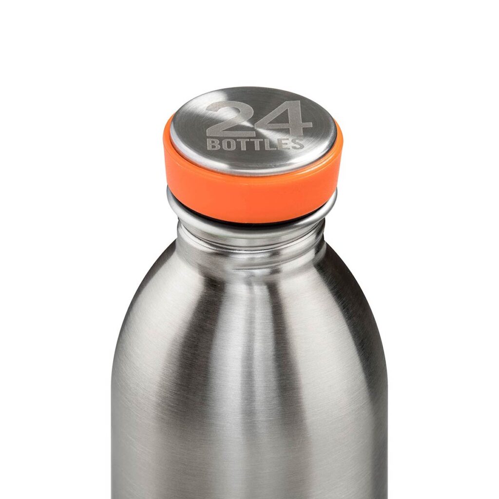 Trinkflasche Edelstahl 0,5 L ohne Lackierung – URBAN Bottle Brushed Steel von 24Bottles, gebürstetes Finish, BPA-frei & klimaneutral