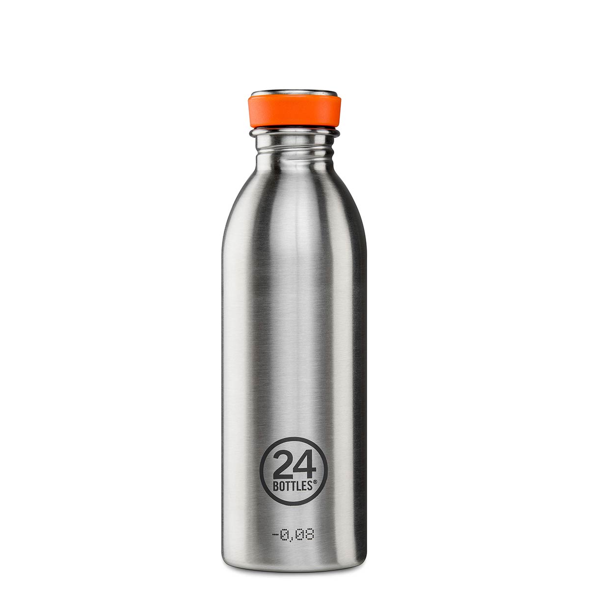 Trinkflasche Edelstahl 0,5 L ohne Lackierung – URBAN Bottle Brushed Steel von 24Bottles, gebürstetes Finish, BPA-frei & klimaneutral