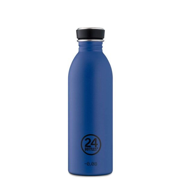 Trinkflasche Edelstahl 0,5 L in dunkelblau – URBAN Bottle Gold Blue von 24Bottles, ultraleicht, auslaufsicher & BPA-frei